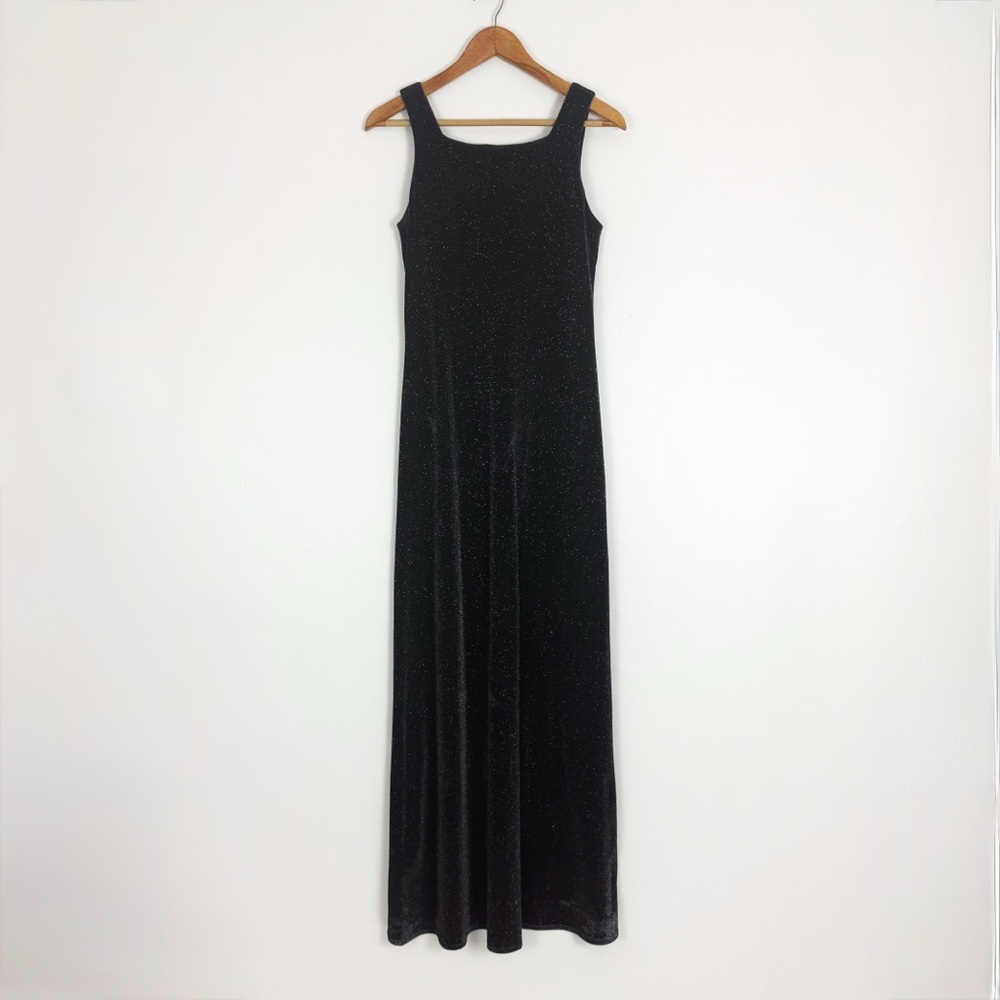 Vintage Shimmer Sleeveless Maxi Dress in Black | Size S - Picture 11 of 13